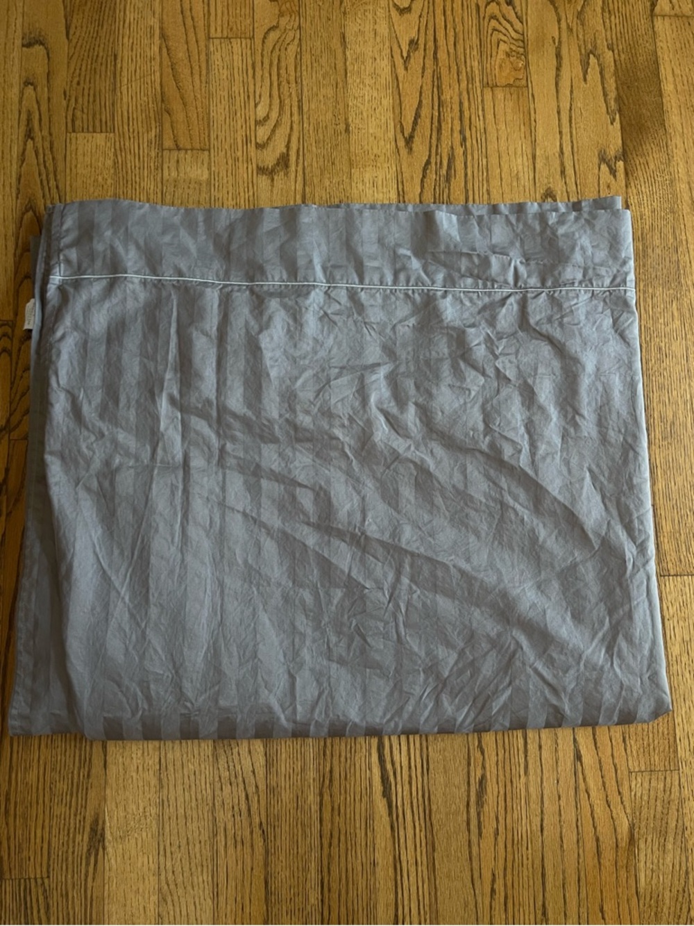 Wamsutta Damask Stripe Pimacott Gray King Flat Sheet 500TC Pima Cotton